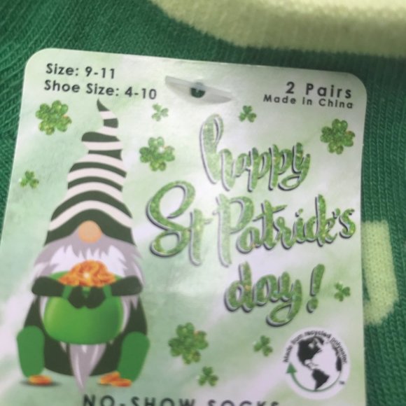Lot of 4 St Patrick's Day Women's Shoe Size 4-10 No Show Socks Peanuts and Cats - Picture 8 of 13